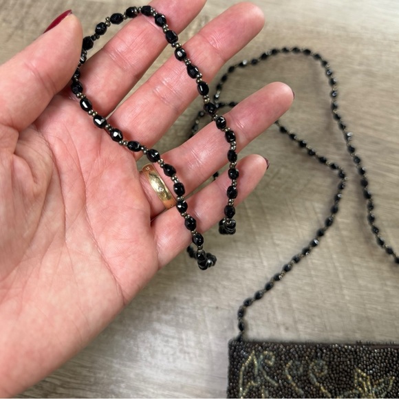 Moyna Y2K Beaded Floral Mini Shoulder Bag Brown Blue Embroidered Vintage Purse - Picture 5 of 7